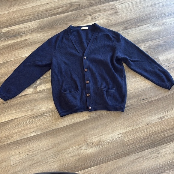 MCM Vtg Gleneagles Knitwear Co. 100% Cashmere Cardigan Navy Blue Scotland Rare - Picture 7 of 14